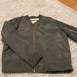 Army green waterproof Sherpa lined bomber jacket